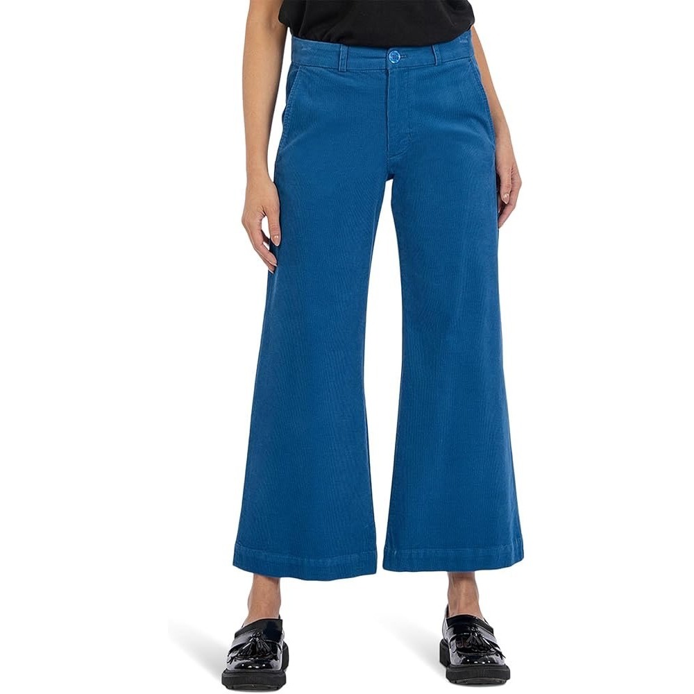 Kut From the Kloth Blue Lightweight Corduroy Wide Leg Cropped Pants‎